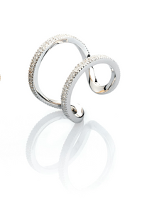 "Gold and diamonds ring with a circular design, inspired by the concept of karma and life’s balance."
