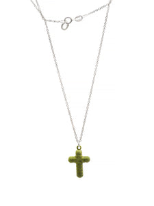 RiccioReloaded Mariella  Green Silver  Cross Necklace